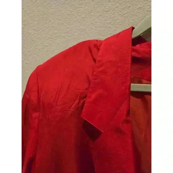 Carol Horn Workshop Women's Red Silk Blazer Size L Business Holiday - Picture 5 of 8